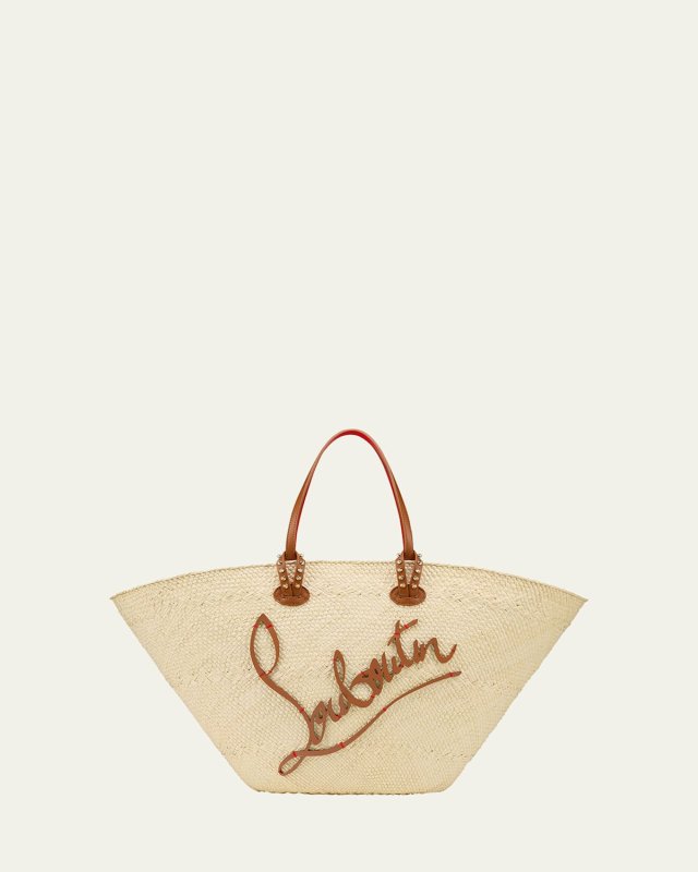 Cabata Large Basket Tote Bag in Raffia and Leather